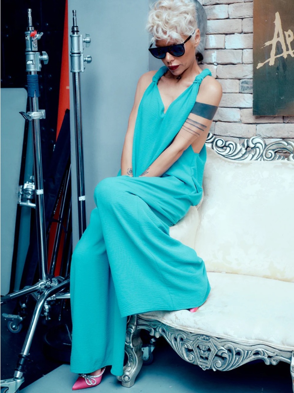 Clothes by Locker Room Teal Blue Turquoise Jumpsuit Comfy Casual‎ Size L / XL